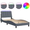 vidaXL Posteljni okvir z LED brez vzmetnice Hanko temno siv 90x200 cm žamet