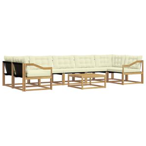 vidaXL Zunanja garnitura za sedenje 8 pcs Bela in krem 79 x 79 x 37 cm