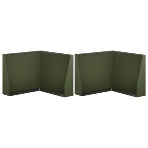 vidaXL Zadrževanje stene 2 kos 50 x 50 x 40 cm Jeklo Olivno zelena