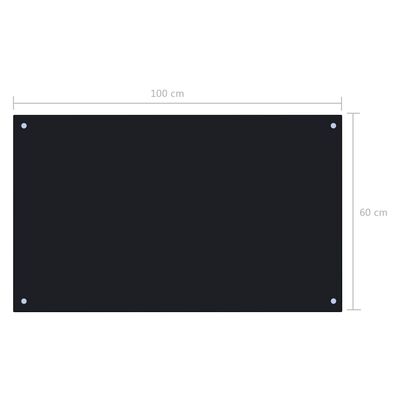 vidaXL Kuhinjska zaščitna obloga črna 100x60 cm kaljeno steklo