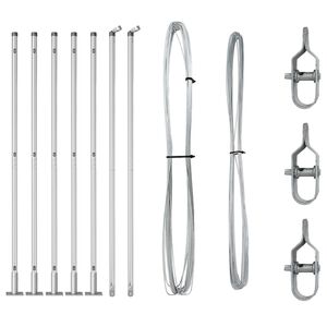 vidaXL Ograjni stebri 7 pcs srebrna Ø32mm 170 cm Pocinkano jeklo