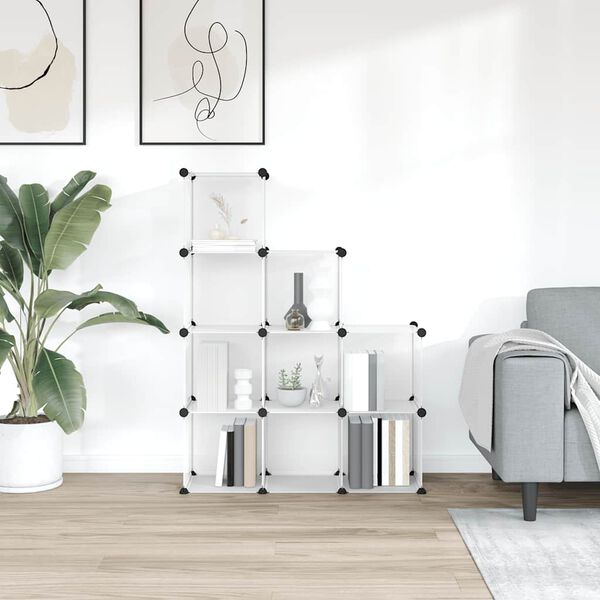 vidaXL Kockasta omarica za shranjevanje z 9 kockami prozoren PP