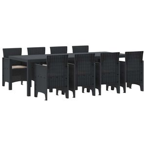 vidaXL Komplet za jedilnico v vrtu 9 pcs Antracit Polt rattan