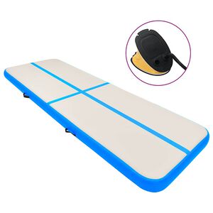 vidaXL Napihljiva gimnastična podloga s tlačilko 800x100x20 cm modra