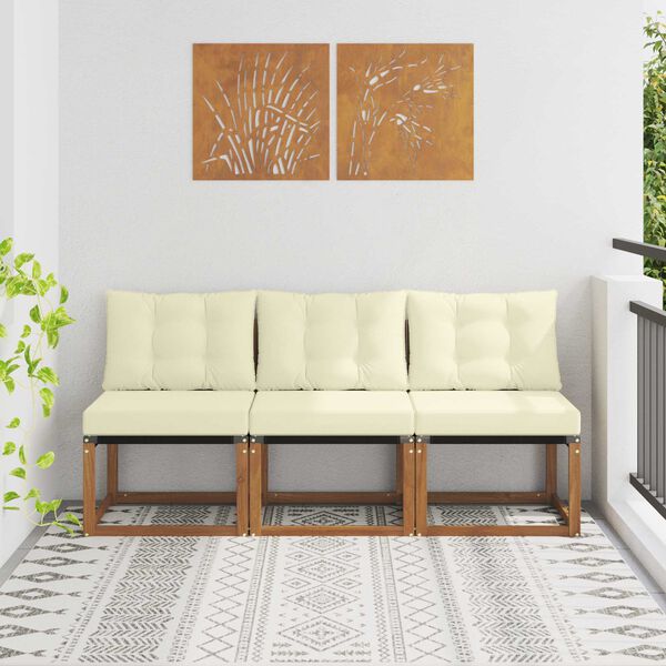 vidaXL 3 Kos Zunanja srednja sofa