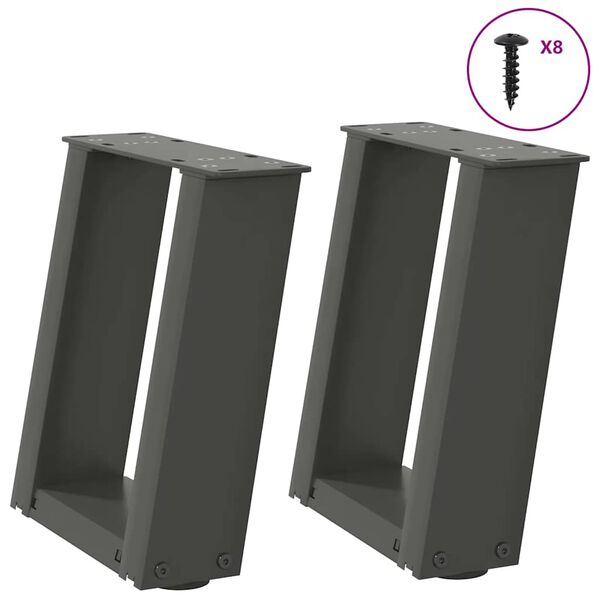vidaXL Noge za klubsko mizico v obliki črke U 2 kosa antracit 30 x (30-31) cm jeklo