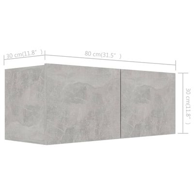 vidaXL Komplet TV omaric 2-delni betonsko siva iverna plošča