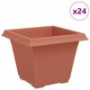 vidaXL Kvadratna cvetlična posoda 24 kos Kamnito rdeča 38 x 38 x 30 cm