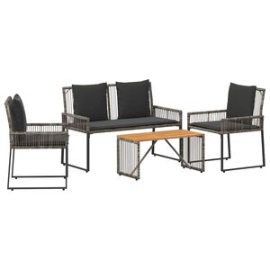 vidaXL Zunanji pohi&scaron;tveni set 9 pcs Siva in temno siva poli ratan