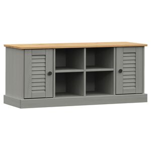vidaXL Klop za čevlje VIGO siva 106x35x45 cm trdna borovina