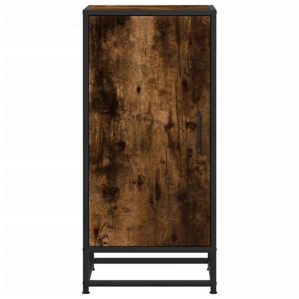 vidaXL Komoda dimljeni hrast 35,5x35x76 cm inženirski les in kovina