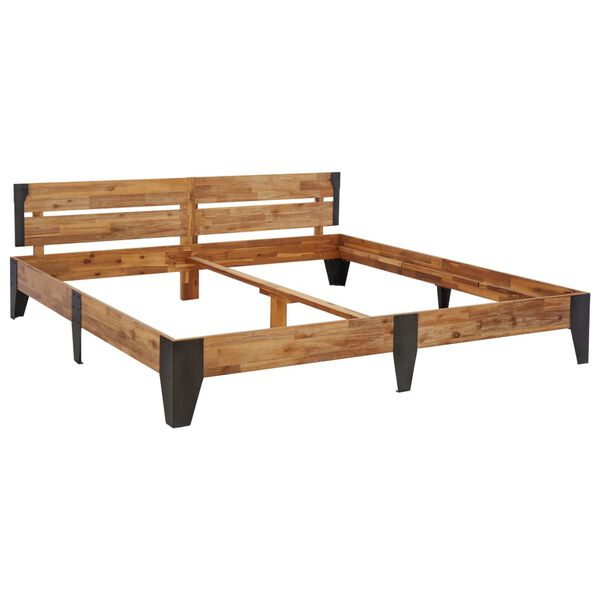 vidaXL Posteljni okvir trden akacijev les z bru&scaron;enim fini&scaron;em 180x200 cm
