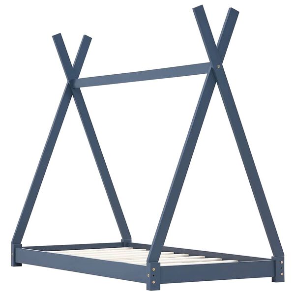 vidaXL Otroški posteljni okvir siv iz trdne borovine 80x160 cm