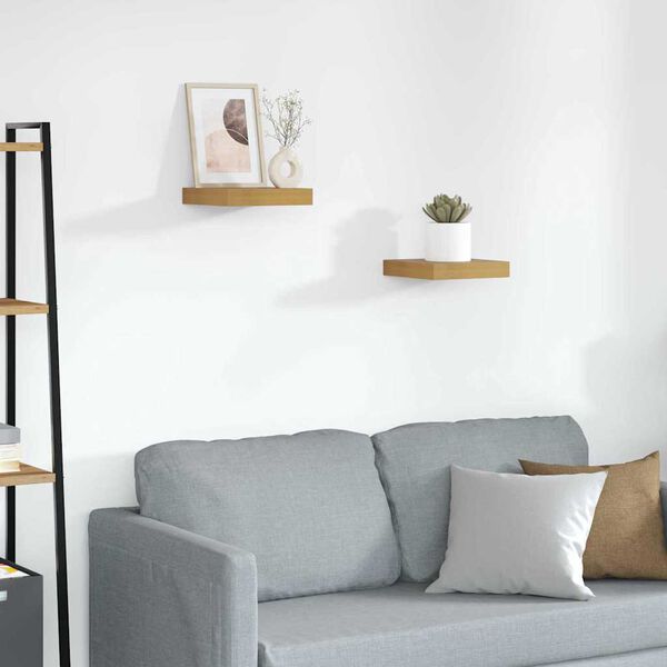 vidaXL Stenska polica 2 pcs Bež 23 x 23,5 x 4 cm Konstruiran les