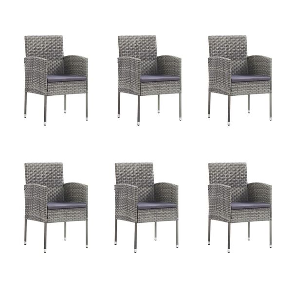 vidaXL Vrtna jedilna garnitura z blazinami 7-delna antracit poli ratan