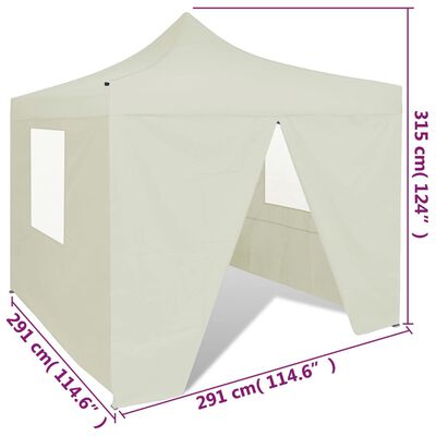 vidaXL Zložljivi šotor 3 x 3 m s 4 stenami kremne barve