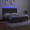 vidaXL Box spring postelja z vzmetnico LED temno siva 180x200 cm žamet