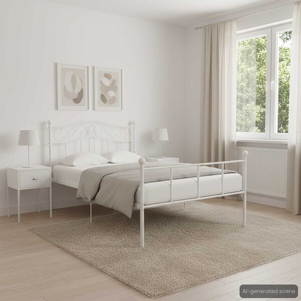 vidaXL Posteljni okvir bel kovinski 100x200 cm