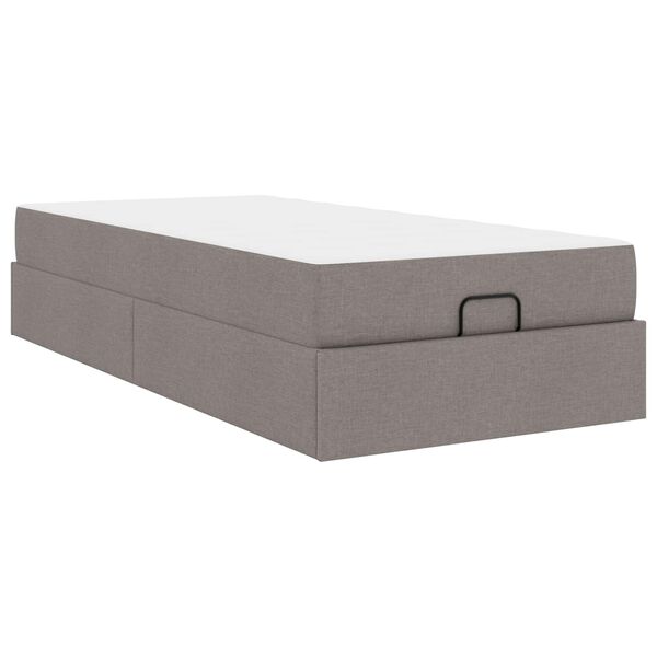 vidaXL Posteljni okvir z vzmetnico z vzmetnico 2 pcs Taupe blago
