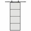 vidaXL Drsna vrata z opremo črna 76x205 cm ESG steklo