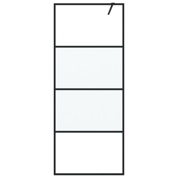vidaXL Pregrada za tuš črna 80x195 cm delno motno ESG steklo