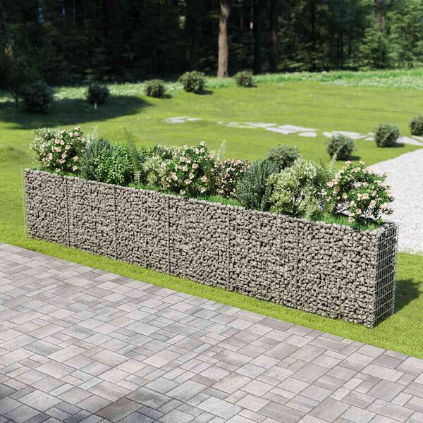 vidaXL Visoka greda gabion pocinkano jeklo 540x50x100 cm