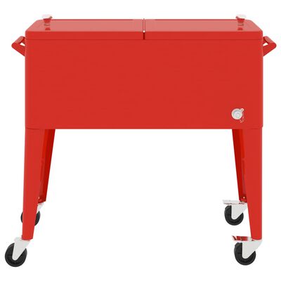 vidaXL Hladilni voziček s kolesi rdeč 92x43x89 cm