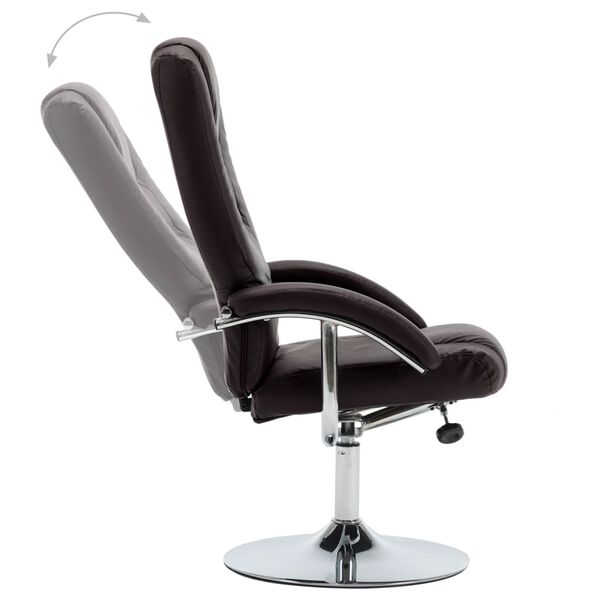 vidaXL Naslanjač s stolčkom za noge rjavo umetno usnje