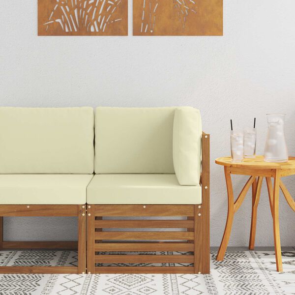 vidaXL Zunanja kotna sedežna garnitura Masiven les akacije Naravna