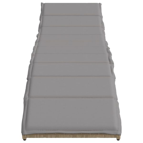 vidaXL Ležalnik 2 kosa z blazinami bež poli ratan