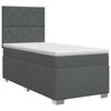 vidaXL Postelja boxspring z vzmetnico Temno siva Enojno Blago