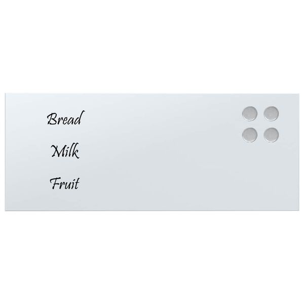 vidaXL Stenska magnetna tabla bela 50x20 cm kaljeno steklo