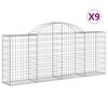 vidaXL Obokane gabion ko&scaron;are 9 kosov 200x30x80/100 cm cinkano železo