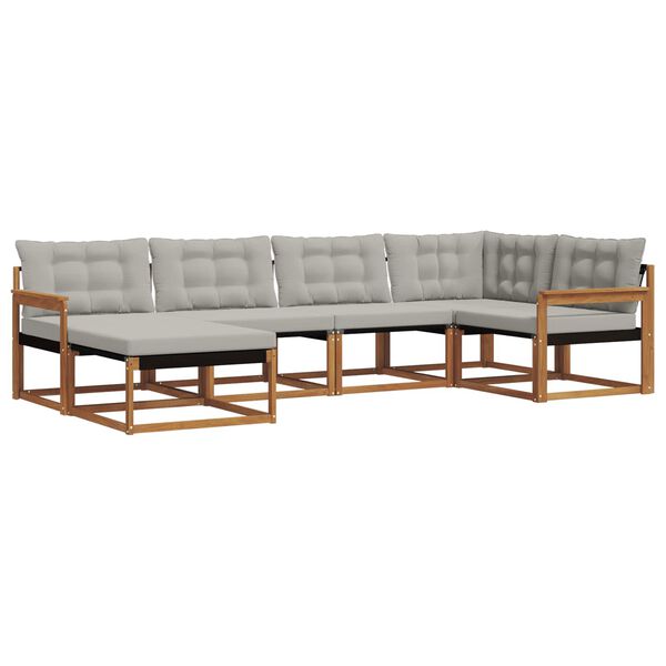 vidaXL Zunanja garnitura za sedenje 6 pcs Naravna in svetlo siva