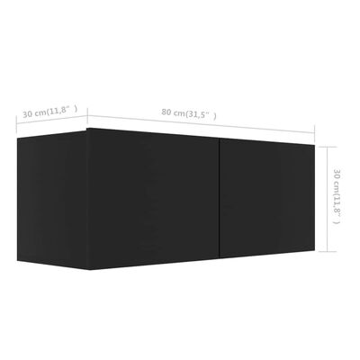 vidaXL TV omarice 4 kosi črne 80x30x30 cm iverna plošča