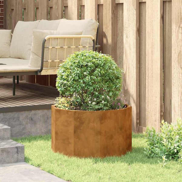 vidaXL Cvetlično korito Rjav 60 x 60 x 35 cm Vremensko odporno jeklo