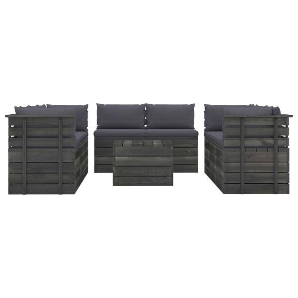 vidaXL Vrtna garnitura iz palet 9-delna z blazinami trdna borovina