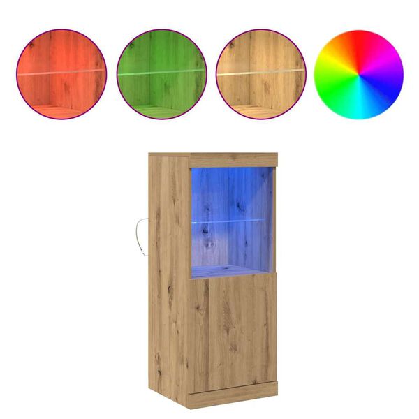 vidaXL LED bočni predalnik z LED lučmi Umetni hrast 41 x 37 x 100 cm