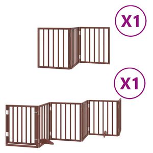 vidaXL Ograda za pse z vrati zložljiva 9 panelov rjava 450 cm les
