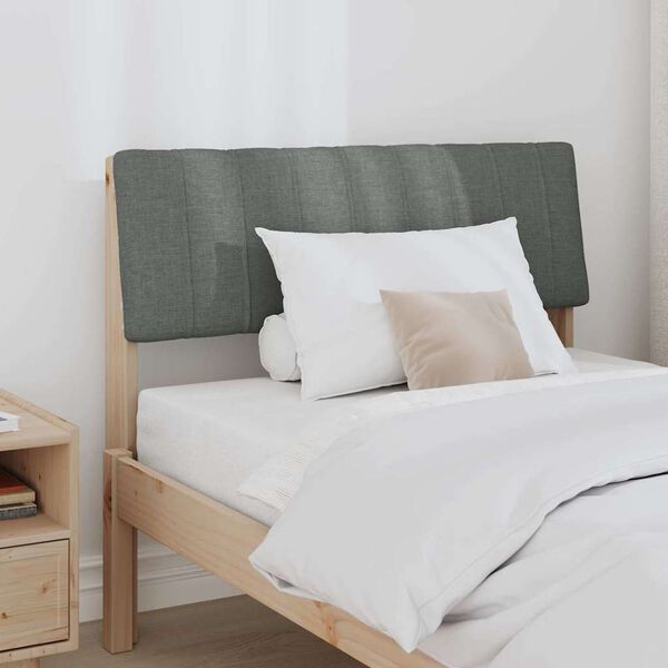 vidaXL Tapecirano vzglavje Temno siva 90 cm Masivno borovo les