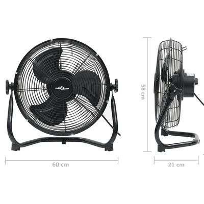 vidaXL Talni ventilator 3 hitrosti 60 cm 120 W črn