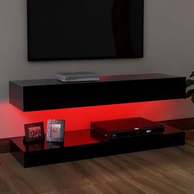vidaXL TV omarica z LED lučkami črna 120x35 cm