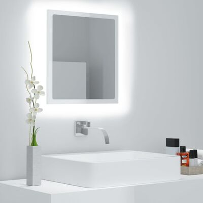 vidaXL LED kopalniško ogledalo visok sijaj belo 40x8,5x37 cm akril