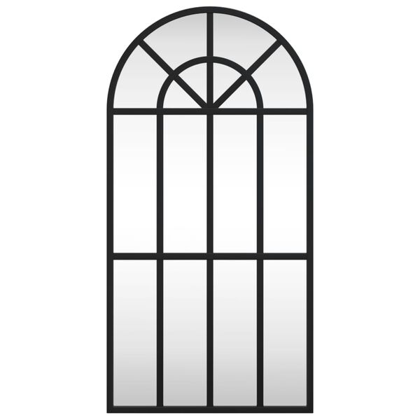 vidaXL Stensko ogledalo črno 30x60 cm obokano železo