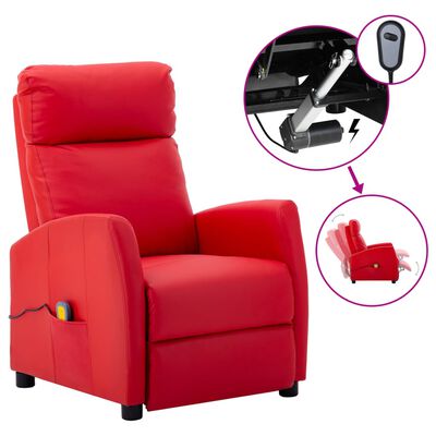 vidaXL Električni masažni stol rdeče umetno usnje