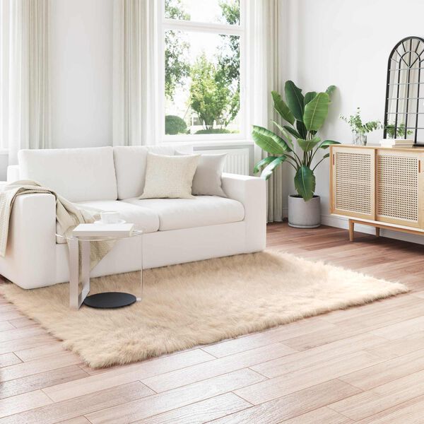 vidaXL Lažna Ovčja Koža Preproga Tafalla Bež 120 x 170 cm Poliester