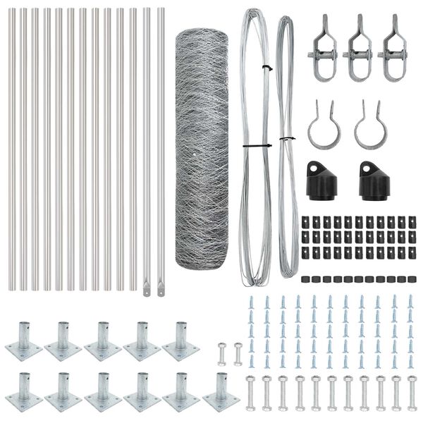 vidaXL Steber ograje. srebrna 25 x 0,5 m (50 mm mreža) Jeklo