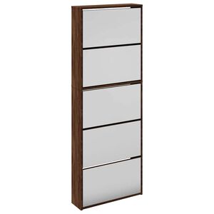 vidaXL Omarica za čevlje z ogledalom 5-nadstropna hrast 63x17x169,5 cm