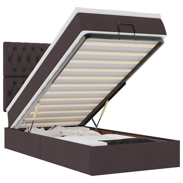 vidaXL Otomanski posteljni okvir z vzmetnico rjav 90x190 cm blago