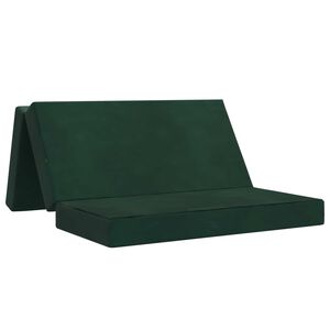 vidaXL Zložljiv kavč postelja 120 x 67 x 45 cm Temno zelena